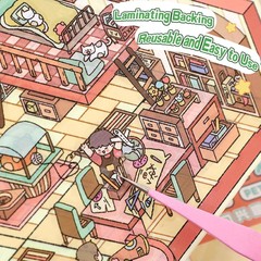 «4 Sets Big DIY 3D Sticker Scene Isometric Miniature Room Sticker Therapy for ..