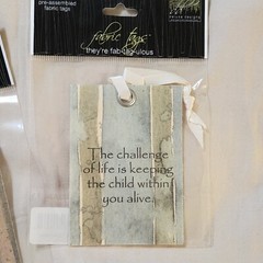 NEW Lot 7 Deluxe Designs Fabric Tags Green Pink Yellow Ribbon Sayings Quotes-B