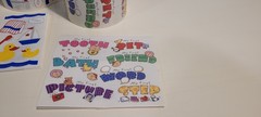 Frances Meyer scrapbook sticker rolls Baby’s Firsts, baptism, bath & tooth fairy