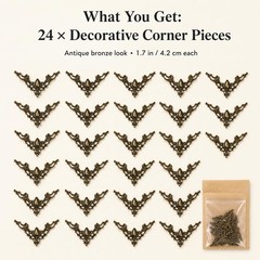 24Pcs Vintage Metal Corner Protectors, 1.7 Inch Antique Bronze Decorative Cor…