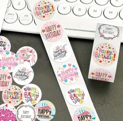 100 Happy Birthday ASSORTED 1″ ENVELOPE STICKERS LABELS SEALS Party Favors PINK