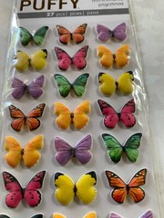 PAPER HOUSE STICKY PIX PUFFY BUTTERFLIES MULTI-COLOR-SHAPES BUTTERFLY PUFFY 27PC
