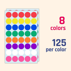 1000 Pack, 1 inch – Colored Round Circle Dot Stickers, Garage Yard Sale Price St