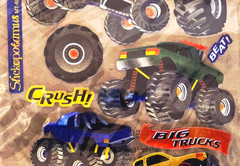 Sticko BIG TRUCKS MONSTER TRUCKS Binder Sheet Scrapbook Stickers Prismatic NEW