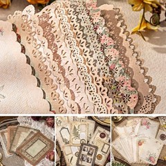 445 Pcs Vintage Scrapbook Paper Kit with Floral Stickers