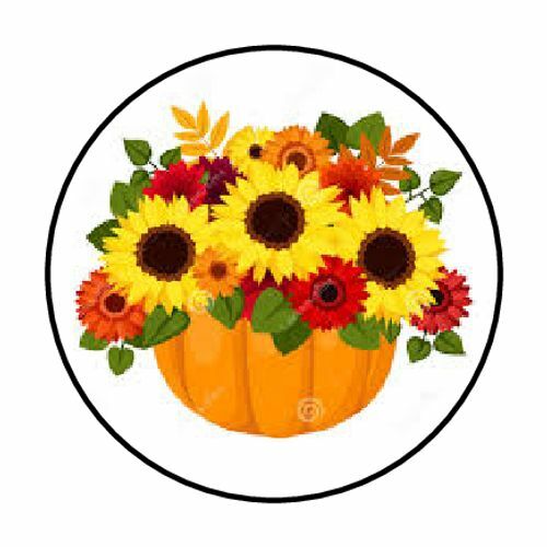 48 FALL AUTUMN SUNFLOWERS ENVELOPE SEALS LABELS STICKERS 1.2″ ROUND
