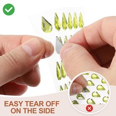 5 Sheet/120 Pcs Water Drop Self-Adhesive Rhinestone Sticker Light Yellow