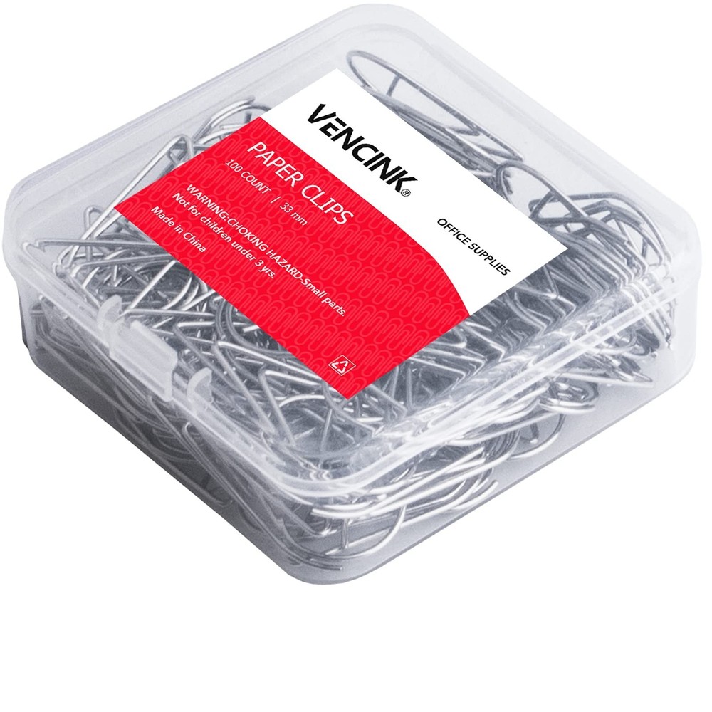 100 Pieces Silver Cute Paper Clips Medium, Smooth Stainless Steel Drop-Shaped…