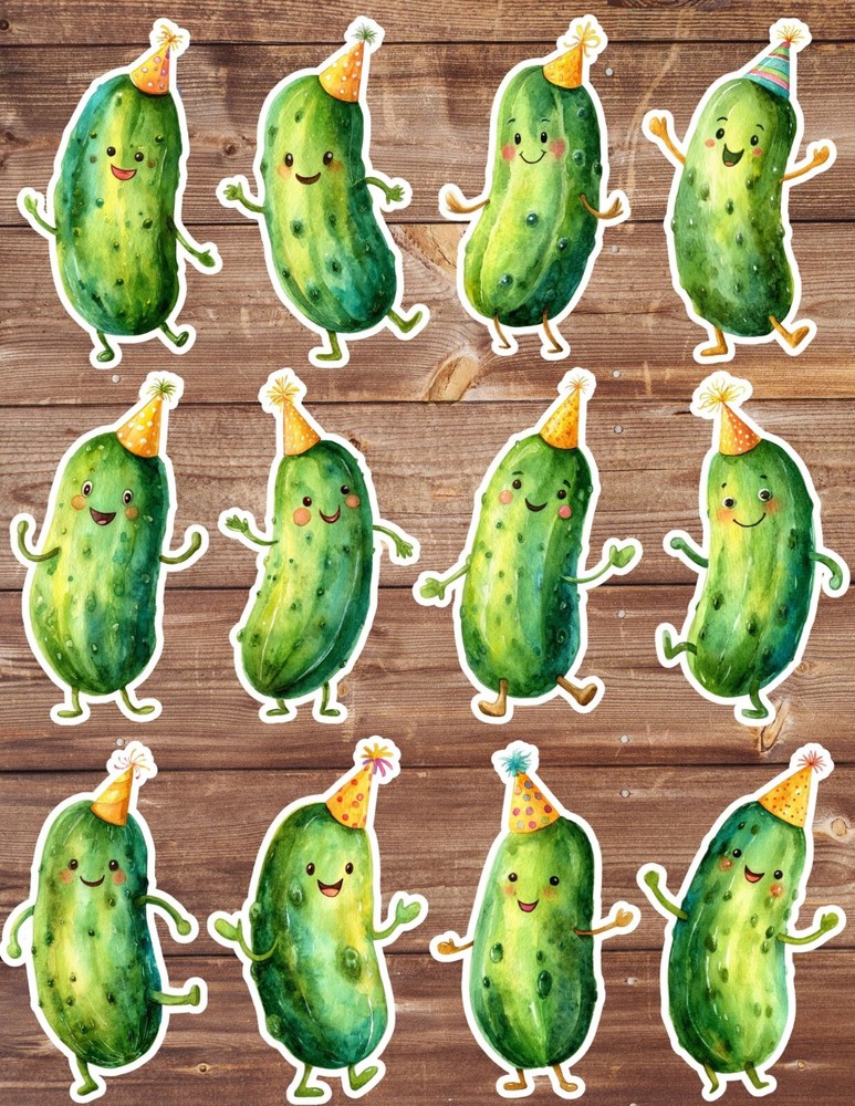 Party Pickle Die Cut Vinyl Stickers Set Scrapbooking Laptop Water Bottle