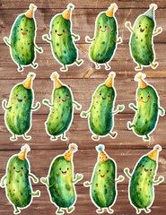 Party Pickle Die Cut Vinyl Stickers Set Scrapbooking Laptop Water Bottle
