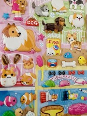 Vintage Early 2000s Q-Lia KIDS SEAL Puffy Dog Cat Sticker Sheet Sealed Y2K New