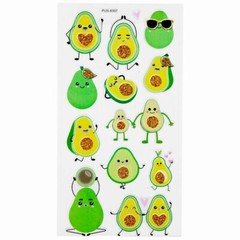 Smiling Avocado Glitter Plastic 3D Stickers Planner Supply Papercraft Crafts