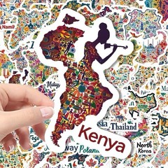 25Pcs Random Aesthetic Graffiti World Travel Map Waterproof Vinyl Stickers
