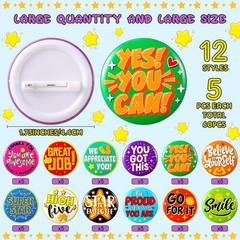 60 Pcs Employee Recognition Pin 1.7» Appreciation Button Pin Bulk Large Posi…