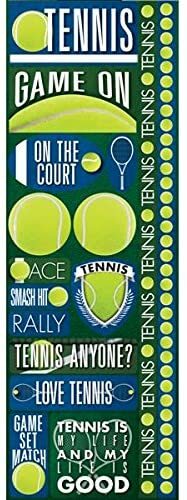 Reminisce Signature Series Cardstock Combo Stickers, 4.25 by 12-Inch, Tennis