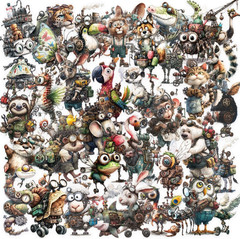 50PCS Steampunk Animal Stickers – Vintage Victorian Mechanical Creatures Waterpr