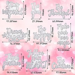 9 Pcs Inspirational Words Metal Cutting Dies for Card Making Scrapbooking DIY