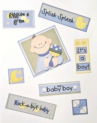 Set of 2 Pebbles Inc Baby Boy Cardstock Stickers Our Baby Boy #2 Sampler SnipIts
