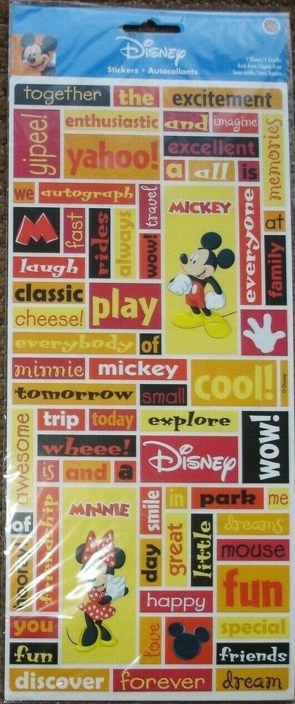 Disney Parks Disneyland World Mickey Minnie Memories Family Cardstock Stickers