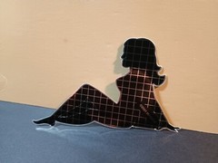 Vintage Stickers MUD FLAP GIRL Glossy Foil Vending Sticker VTG PVI Checkered 01