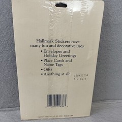 VINTAGE HALLMARK STICKERS CAT W/RED BOW WREATH FLOWERS NOS NIP