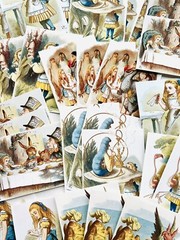 Alice in Wonderland Vintage Printed Cards 50+ Alice Cards Each 1.5×3.5” #AW52