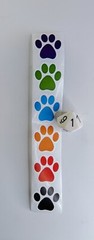 Strip of 6 Multicolor Rainbow Dog Paw Print Stickers 1″ LGBT Furry