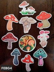 STICKERS x 10 Red Mushroom Garden Forest Mushrooms Third Eye Delic FEBG4