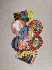 Lot Vintage Style Travel Stickers 7 New Matte 3M Peel Off Popular Destinations