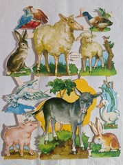 Vintage PZB Embossed Die Cuts Victorian Farm Animals Paper Germany NOS Lot Of 2