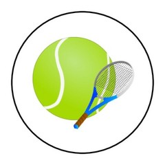 30 Tennis ball and racquet stickers labels envelope seals 1.5″ round