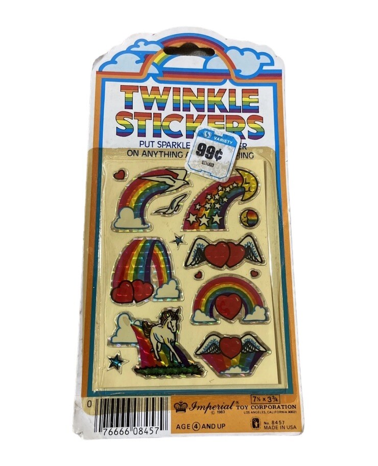Vintage 80s Prism Twinkle Stickers Butterfly Sparkle Rainbow Unicorn Imperial