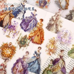 20Pcs Vintage Ladies Beauty PET Stickers Junk Journal Album Scrapbook Supplies