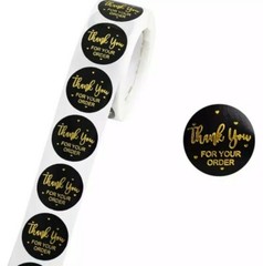 30 ‘ Thank You For Your Order ‘ Stickers Gold Black Cool Envelope 1 Inch Round