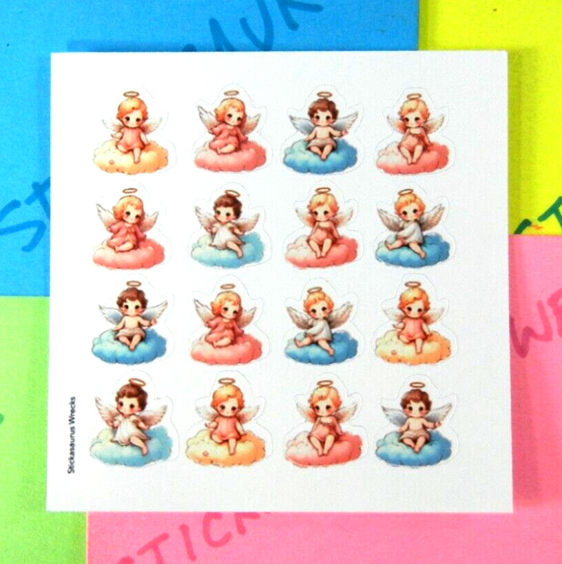 Micro Colorful Baby Angels Mini Sticker Sheet