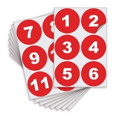 iSYFIX Red Consecutive Number Stickers – 1 to 50, 4-inch, 1 set – Vinyl Self …