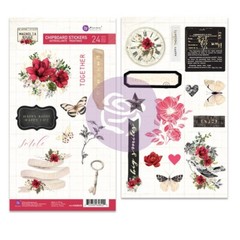 Magnolia Rouge Chipboard Stickers 24/Pkg-Shapes W/Foil Detail