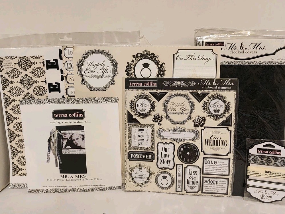 Teresa Collins MR & MRS Wedding Scrapbook Flocked Cover & More **READ**