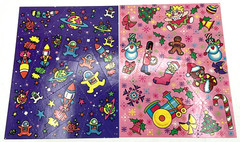 2 Sheets Lisa Frank Stickers 1989 Space Rockets Christmas Snowman Train Toys