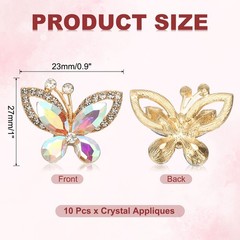 10Pcs Butterfly Rhinestone, Crystal Butterflies for Crafts, Ab Color