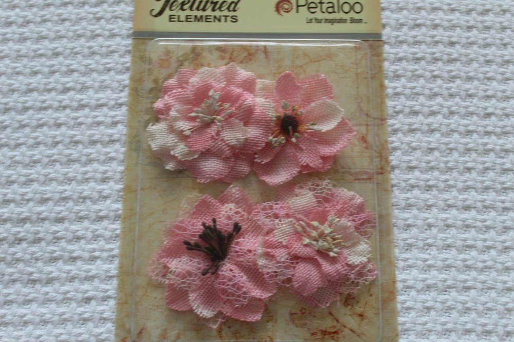 Petaloo Textured Elements «Pink Burlap Blossoms» 1200-211 – 4 per Package!