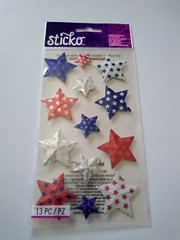 Scrapbooking Stickers Sticko Patriotic Stars Red White Blue Dimensional Faceted