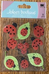 Jolees Cute Lady Bugs Red Black Ladybugs Leaves Spring Time Scrapbook Stickers