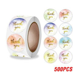 500Pcs Thank You Stickers Pink Gold Labels for Small Business Wedding Gift