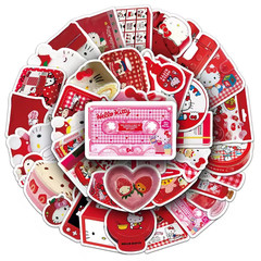 50pc HELLO KITTY RED Stickers, Great for-Phone, Car, Water Bottle, Laptop, Bike