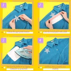 Geosar 120 Pcs 4 Sizes Star Patches Iron On Rhinestone Adhesive Sequin Glitter