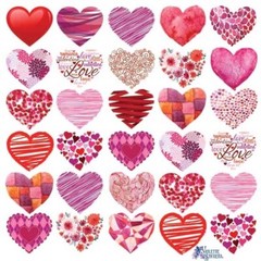 Violette Red Pink Hearts Stickers Craft Planner Supply Scrapbook Valentine’s Day