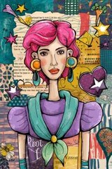 WHIMSICAL WOMAN POSTCARDS, Quirky, 4 pcs, Scrapbook Card Topper Junk Journal Art