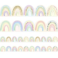 WorldBazaar Pastel Rainbow Bulletin Board 36 feet x 2.75 inches, Multicolor