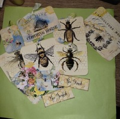 Bee loaded Pocket tags Junk Journal Scrapbook USA Seller gift